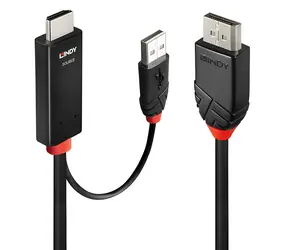 Lindy černá/červená / Adaptér / HDMI - DisplayPort / 1 m / 4K 60Hz