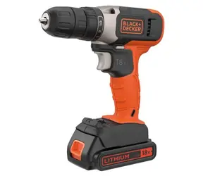 Black&Decker BCD001C1 oranžová / Aku vrtací šroubovák / 18V / 1.5Ah Li-Ion / 37Nm / 600 ot/min