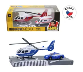 Záchranářská sada vrtulník a auto / Kov / od 3 let