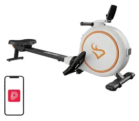 DeerRun RW600 bílá / Veslovací trenažér / magnetický odpor / 32 úrovní / nosnost 136 kg / aplikace PitPat