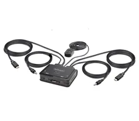 StarTech USB-C KVM switch černá / KVM switch / 2 porty / max. 5120 x 1440 px / kabely v balení