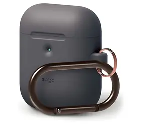 Elago Airpods 2 Silicone Hang Case tmavě šedá / Pouzdro / silikonové / s karabinou / pro Apple AirPods 2