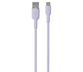 Puro Soft Silicone Cable levandulová / Datový kabel / USB-A / USB-C / 1.5m