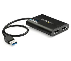 StarTech USB na 2x DisplayPort adaptér černá / Adaptér / 4K 60Hz / USB Typ-A / kompatibilní s Mac