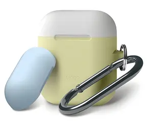 Elago Airpods Silicone Duo Hang Case žlutá/bílá, pastelově modrá / Pouzdro / silikonové / 2 ks / s poutkem na zavěšení