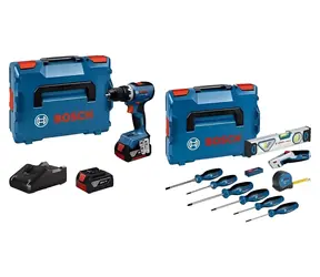 BOSCH GSR 18V-65 Professional / Sada aku vrtačka a ruční nářadí / 18V / 63 Nm / 2x 5.0Ah / L-BOXX