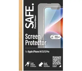 PanzerGlass SAFE pro iPhone 16e/14/13 Pro/13 černá / Tvrzené sklo / Case Friendly / plně nalepovací / 0,51 mm