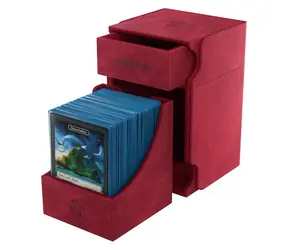 GAMEGENIC Box na karty Watchtower 100+ XL červená / Kapacita 100 karet v dvojobalech / Přihrádka na příslušenství