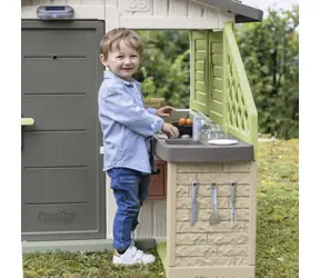 SMOBY Letní kuchyňka Life / Doplněk k domečku / gril a umyvadlo / 17 dílů příslušenství