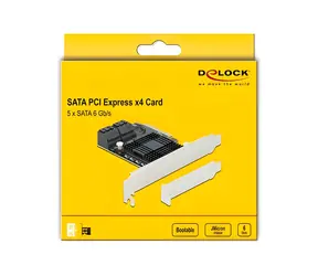 Delock PCIe karta 5x SATA 90498 / Řadič / PCIe x4 / Low Profile
