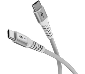 Goobay Supersoft bílá / Textilní kabel / USB-C / opletení / kovové konektory / 1 m