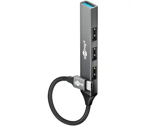 Goobay 74457 světle šedý / USB hub / 4 porty / USB-C - USB-A / 5 Gb/s / Slim