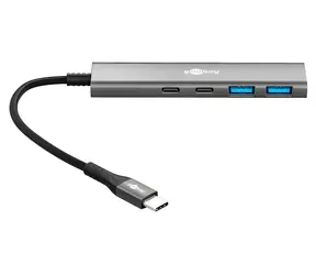 Goobay 76563 Slim šedá / USB hub / 4-portový / USB-C / USB-A / 5 Gbit/s