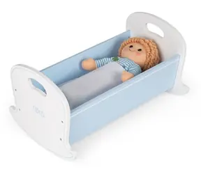 TIDLO Dřevěná kolébka pro panenky / modrobílá / dřevo / od 1,5 let