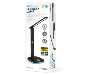 Platinet PDL711RGBB černá / LED lampička / 6 W / 300 lm / 3000-6500 K / Qi nabíjení / RGB / hodiny