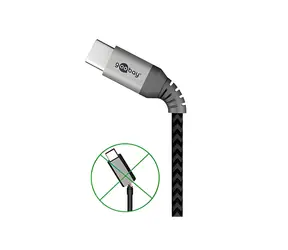 Goobay 49303 Space Grey/Silver / Datový kabel / USB-C - USB-C / textilní / kovové konektory / 2 m
