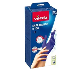 Vileda Safe Hands M/L / Jednorázové rukavice na úklid / Nitril / Nepudrované / 100 ks