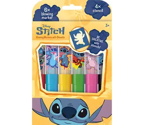 JIRI MODELS Fixy foukací Lilo & Stitch žlutý obal / 6 fixů / 4 papírové šablonky