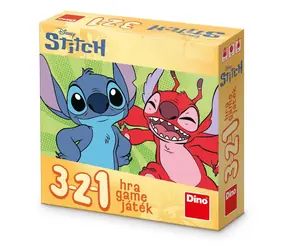 DINO Cestovní hra 3-2-1 Stitch / Karetní postřehová hra / 45 karet, 9 barev