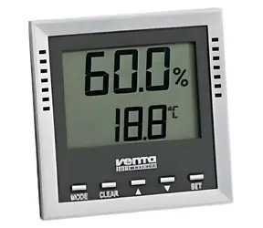 Venta Digitální teploměr s vlhkoměrem stříbrný / Teploměr s vlhkoměrem / digitální displej / stolní i nástěnný