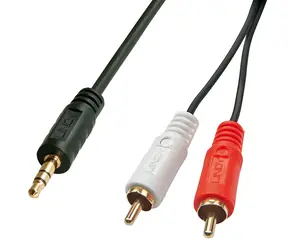 Lindy Audio kabel 2x RCA - Jack 3,5mm černá / Audio kabel / Stereo / 10 m / Pozlacené konektory