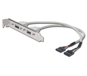 PremiumCord USB vývod z desky na záslepku stříbrná / Redukce / 2x USB-A / 20 cm