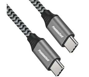 PremiumCord Kabel USB-C - USB-C černý / Kabel / 100W / Bavlněný oplet / 1 m