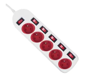 Maclean MCE204 bílá / Prodlužovací kabel / 5x zásuvka typ F / vypínač / 250V/10A / 1,5 m