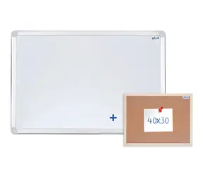AVELI Magnetická tabule 90x60 cm / hliníkový rám / set s korkovou nástěnkou 40x30 cm