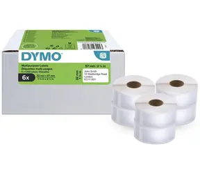 Dymo Papírové štítky 57x32 mm bílé, adresní / Štítky / 6x1000 ks / odstranitelné