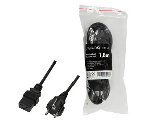 LogiLink CEE7/7 - IEC C19 černá / Napájecí kabel / 1,8 m / 16 A / 250 V