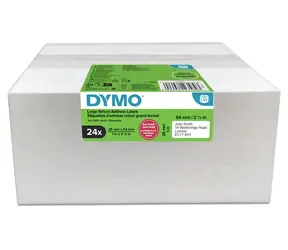 Dymo papírové štítky 54 x 25 mm bílé / Štítky do tiskárny / pro zpáteční adresu / 500 ks/role / 24 rolí