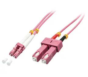 Lindy LC/SC OM4 Multimode Duplex růžová / Optický kabel / 50/125 µm / 10 m