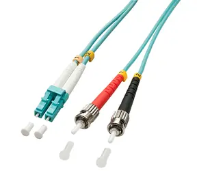 Lindy optický duplexní kabel LC-ST tyrkysová / Optický kabel / OM3 multimode / 50/125 µm / 15 m