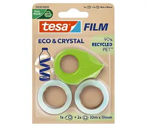 Tesa ECO & CRYSTAL / Lepicí páska / 19 mm / 10 m / 2 role s odvíječem