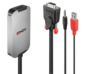 Lindy VGA - DisplayPort 1.2 převodník černá, bílá / Převodník / 1920×1080 px / USB napájení