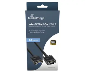 MediaRange MRCS249 2m černá / VGA kabel / D-Sub15 (M) - D-Sub15 (F) / prodlužovací