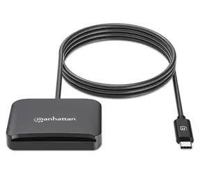 Manhattan externí čtečka Smart karet a microSD / Čtečka karet / USB 2.0 Type-C / černá / 1 m