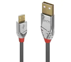Lindy USB 2.0 A - Micro-B šedá / Kabel USB / Cromo Line / 1 m / 480 Mbit/s