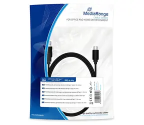 MediaRange datový kabel USB-A - USB-C černá / Kabel / USB 3.2 Gen 1 / 5 Gbit/s / 1,8 m