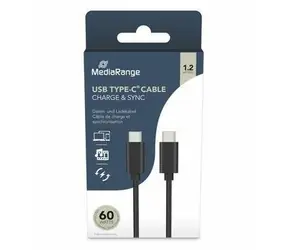 MediaRange USB-C - USB-C černá / Datový a nabíjecí kabel / PD 60 W / USB 3.2 Gen 1 / 5 Gbit/s / 1,2 m