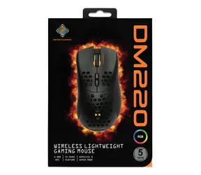 Deltaco DM220 černá / Herní myš / RGB / bezdrátová (Bluetooth/2.4 GHz) / 4800 DPI / 7 tlačítek