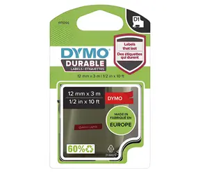 Dymo D1 páska bílá na červené / Páska do tiskárny štítků / 12 mm x 3 m / vinylová
