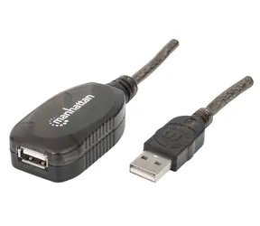Manhattan aktivní prodlužovací kabel USB 2.0 A-A 20 m černý / Prodlužovací kabel / USB 2.0 / 480 Mbit/s