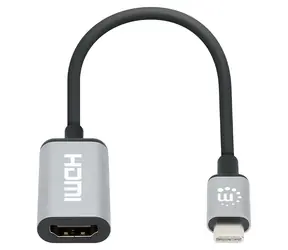 Manhattan USB-C na HDMI černá/stříbrná / Adaptér / 4K 60Hz / HDCP 2.2 / kabel 15 cm