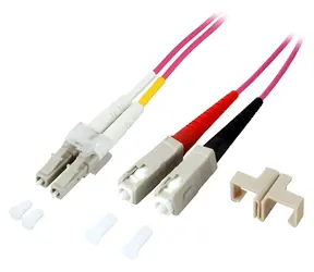 EFB LC-SC OM4 fialová / Optický patch kabel / Duplex / 1 m / LSZH
