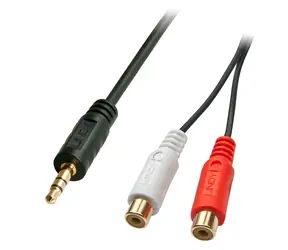 Lindy Audio redukce Jack 3,5 mm - 2x RCA černá / Audio redukce / Stereo / 0,25 m