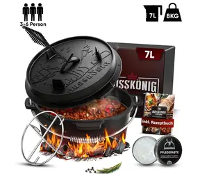 GUSSKÖNIG Litinový hrnec (Dutch oven) Klassisch 7 l bez nožiček / Litina / Gril, oheň, trouba