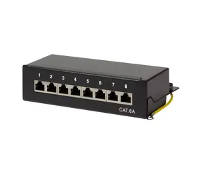 LogiLink Patch panel černá / Patch panel / 8 portů / Cat6A / 10 Gigabit Ethernet / ocel / stolní/nástěnná montáž