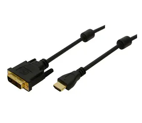 LogiLink kabel HDMI - DVI-D černá / Kabel / HDMI - DVI-D / pozlacené konektory / 2 m